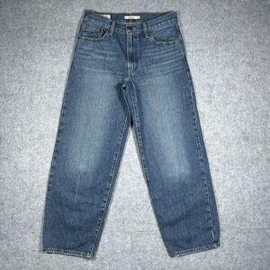 Levis Premium Baggy Dad Denim Jeans Women's 27 (28x28) Wide Leg Big E Red Tab